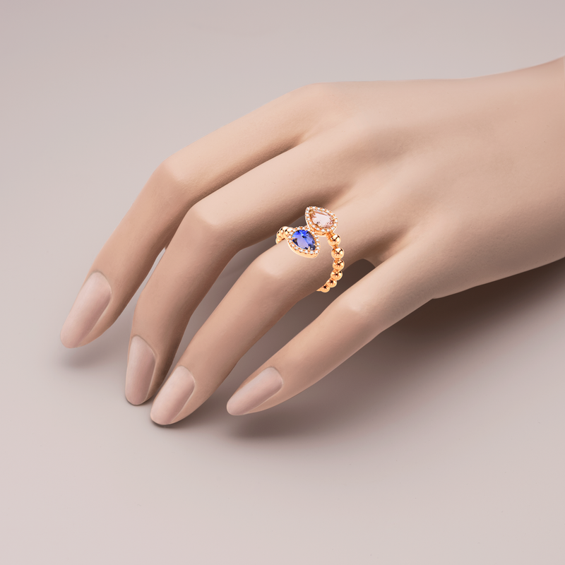 Boutique Paris ring with tanzanite and morganite