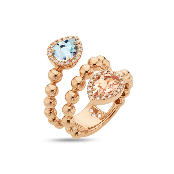 Boutique Paris ring with acquamarine and morganite