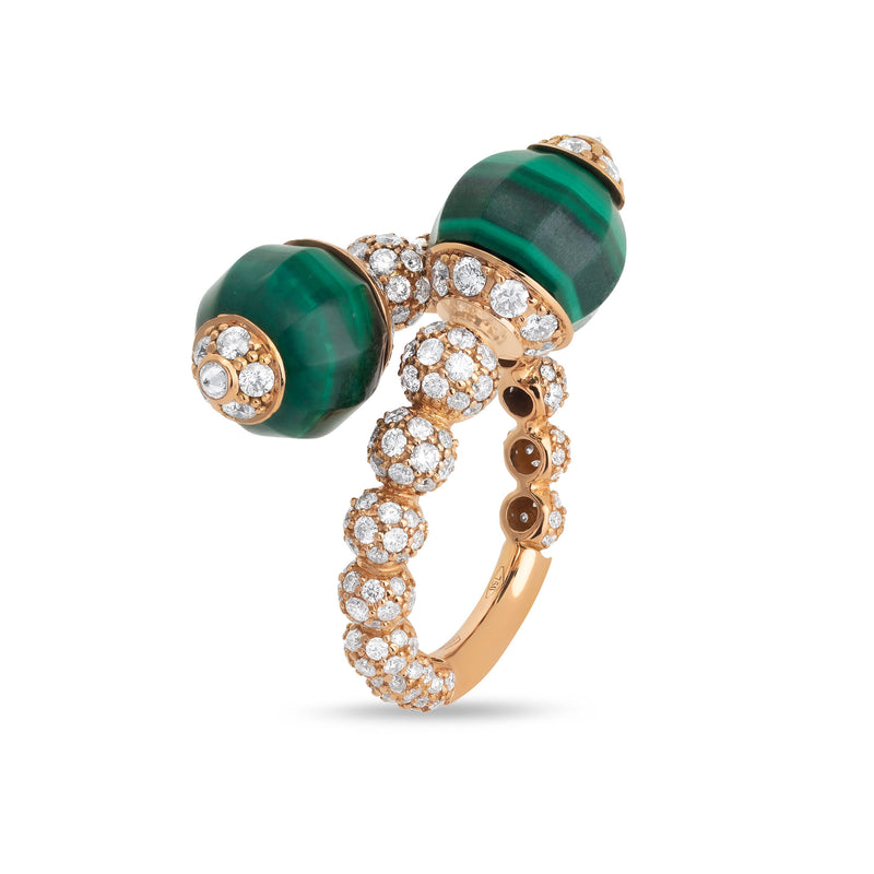 Boutique Portofino ring with malachite and diamonds