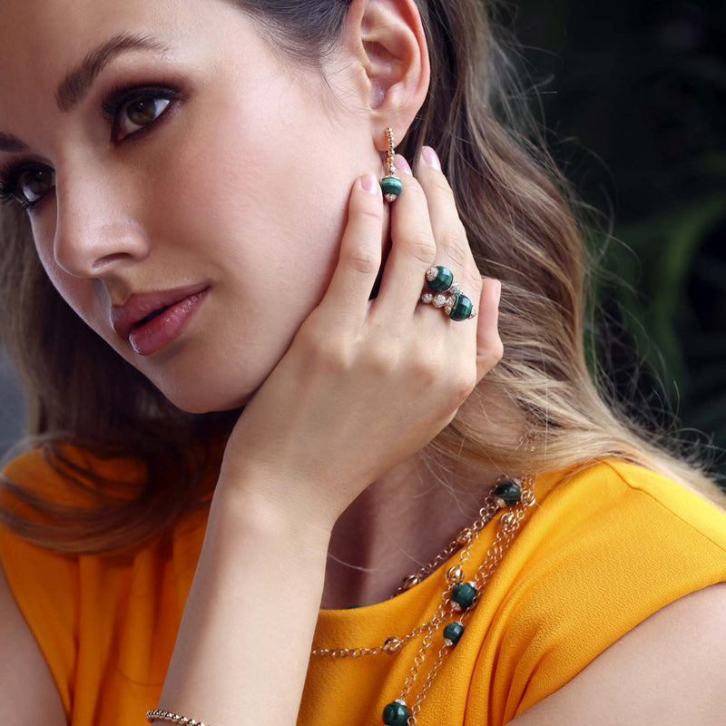 Anello Boutique Portofino con malachite e diamanti