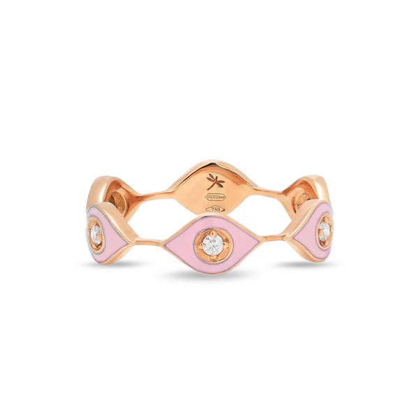 Mikou ring with pink enamel and diamonds