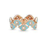 Mikou ring with light blue enamel and diamonds