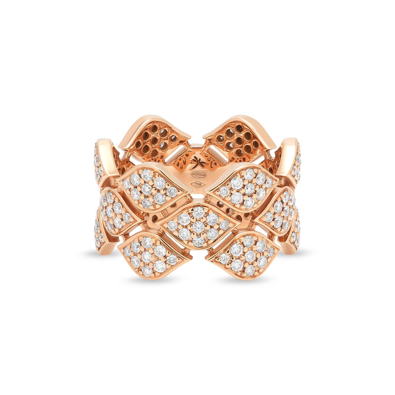 Mikou ring with three rows of diamonds