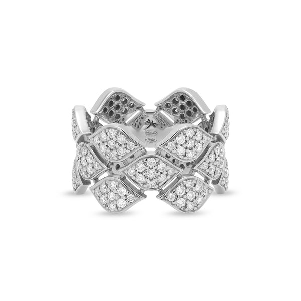 Anello Mikou a tre file con pavé di diamanti