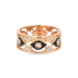 Mikou ring with black enamel and diamonds