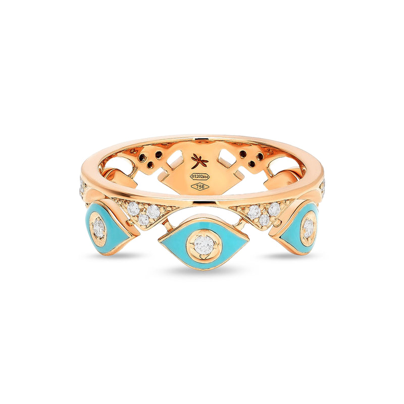 Mikou ring with blue enamel and diamonds