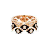 Mikou ring with black enamel and diamonds