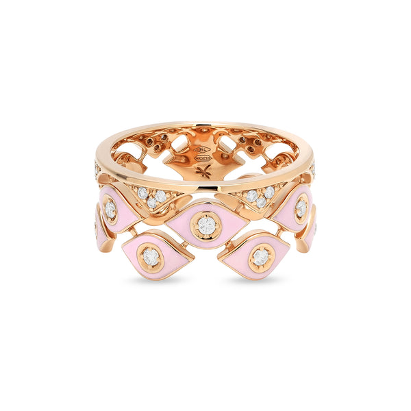 Mikou ring with pink enamel and diamonds