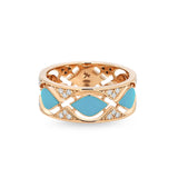 Mikou ring with light blue enamel and diamonds