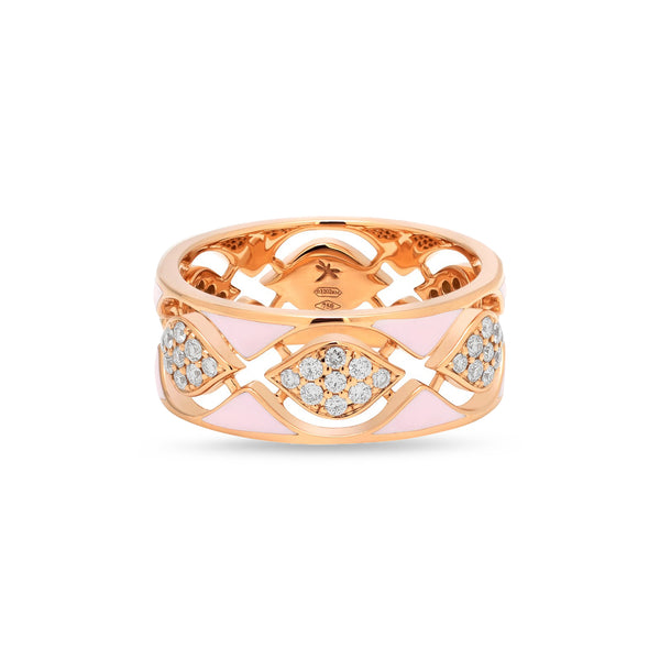 Mikou ring with pink enamel and diamonds