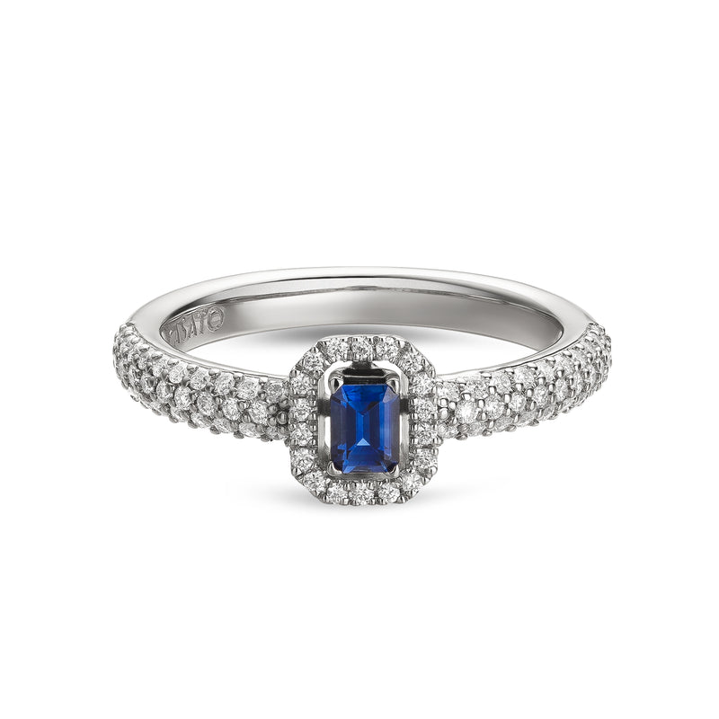 Madame ring with sapphire and diamond pavé