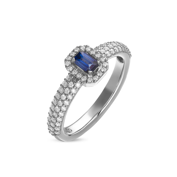 Anello Madame con zaffiro e pavé di diamanti