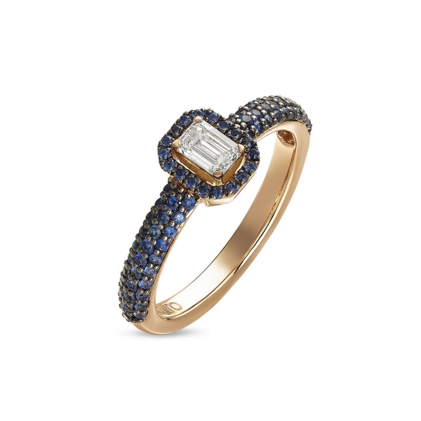 Anello Madame con pavé di zaffiri e diamante