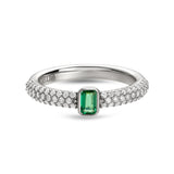 Madame ring with emerald and diamond pavé