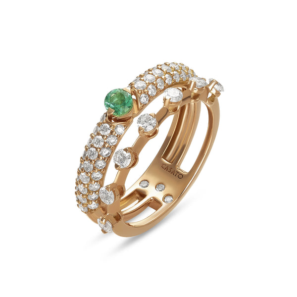 Maureen Medine ring with emerald and diamonds