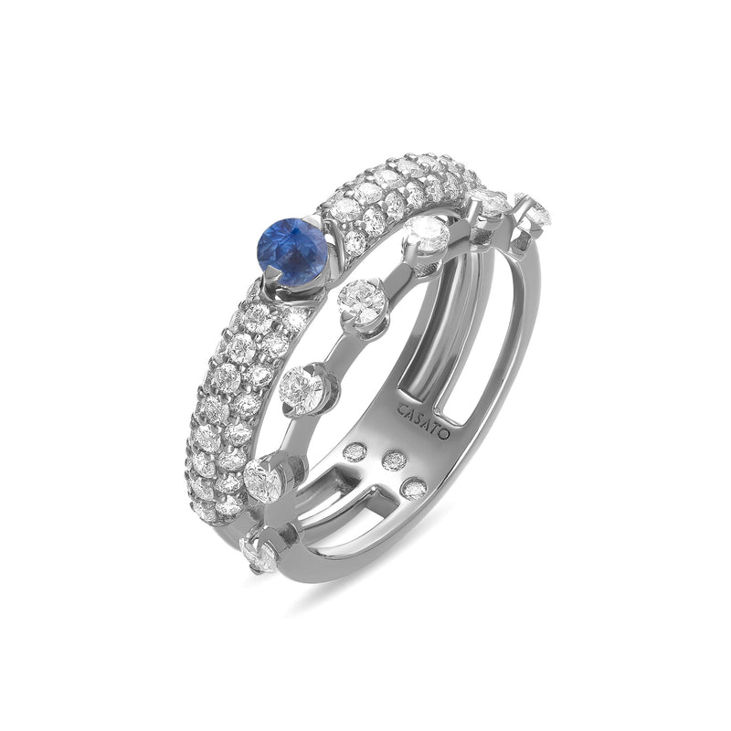 Maureen Medine ring with sapphire and diamonds