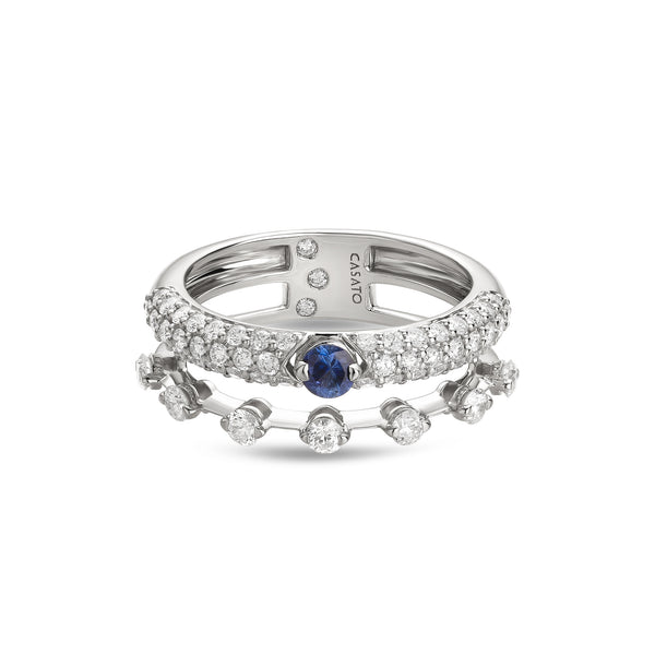 Maureen Medine ring with sapphire and diamonds