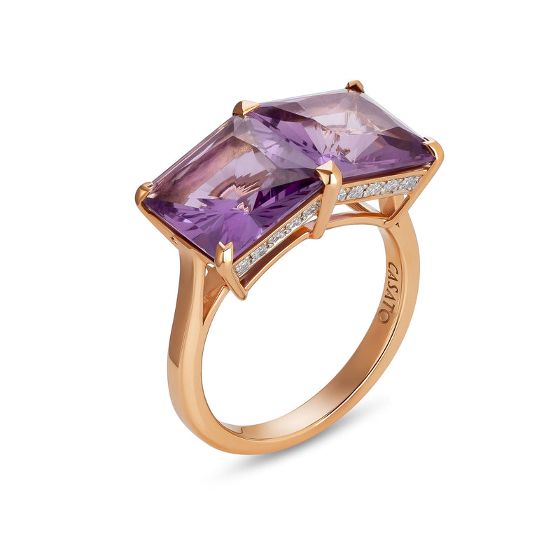 Aqua ring with amethyst