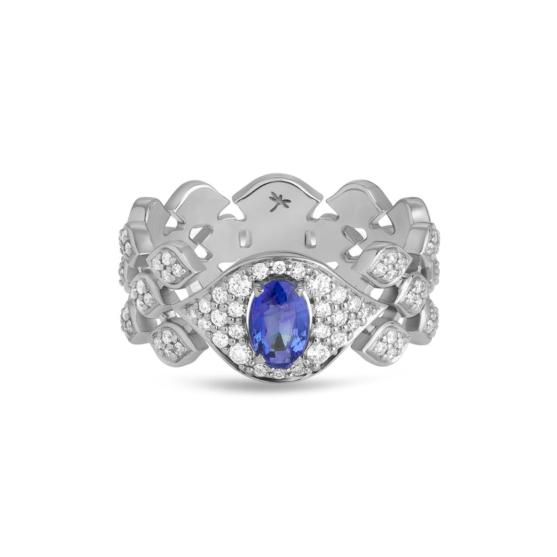 Mikoulette ring with sapphire and diamonds