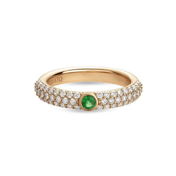 Nobless Oblige ring with emerald and diamond pavé