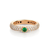 Noblesse Oblige ring with emerald and diamond pavé