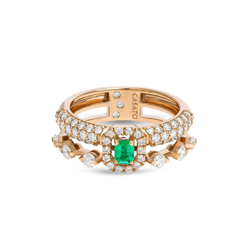 Maureen Medine ring with emerald and diamonds