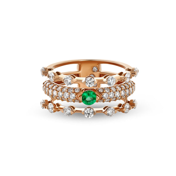 Maureen Medine ring with emerald and diamonds