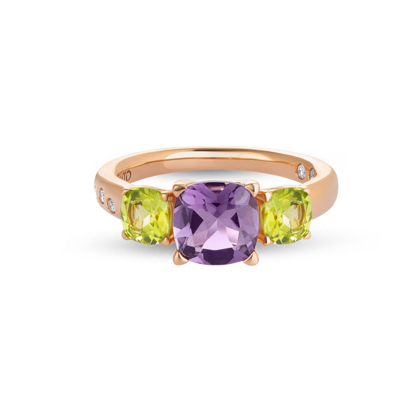 Anello Back to Origin con ametista e peridoto