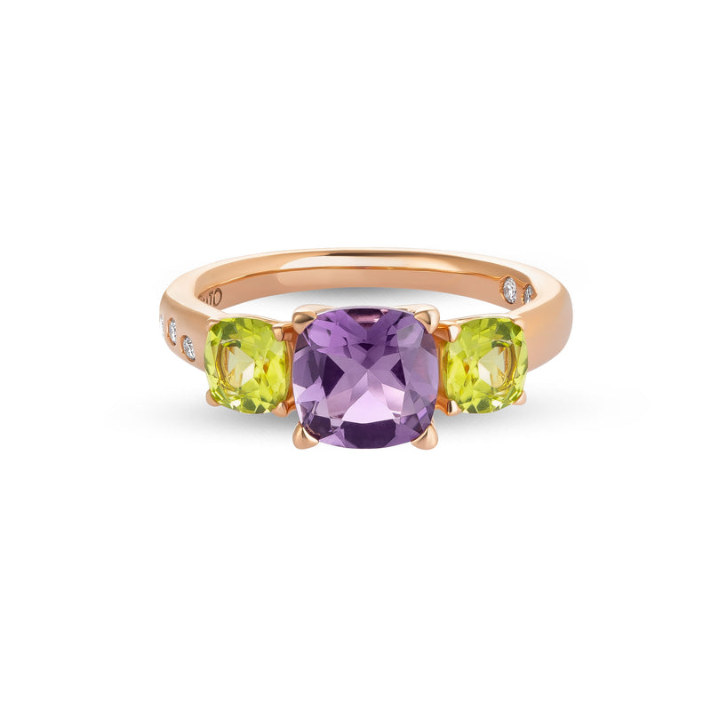 Anello Back to Origin con ametista e peridoto