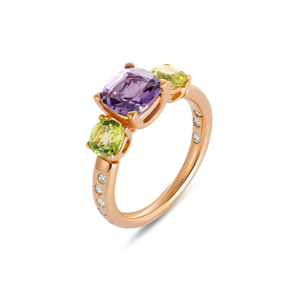 Anello Back to Origin con ametista e peridoto