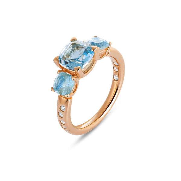 Anello Back to Origin con topazio azzurro e diamanti