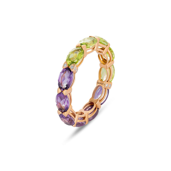 Anello Back to Origin con ametista e peridoto