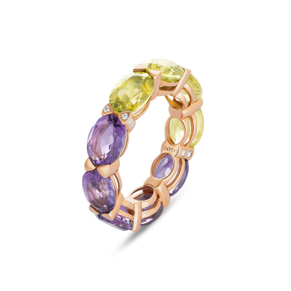 Anello Back to Origin con ametista e peridoto