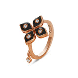 Anello Mikou con smalto nero e diamanti