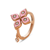 Anello Mikou con smalto rosa e diamanti