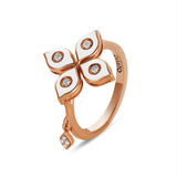 Anello Mikou con smalto bianco e diamanti