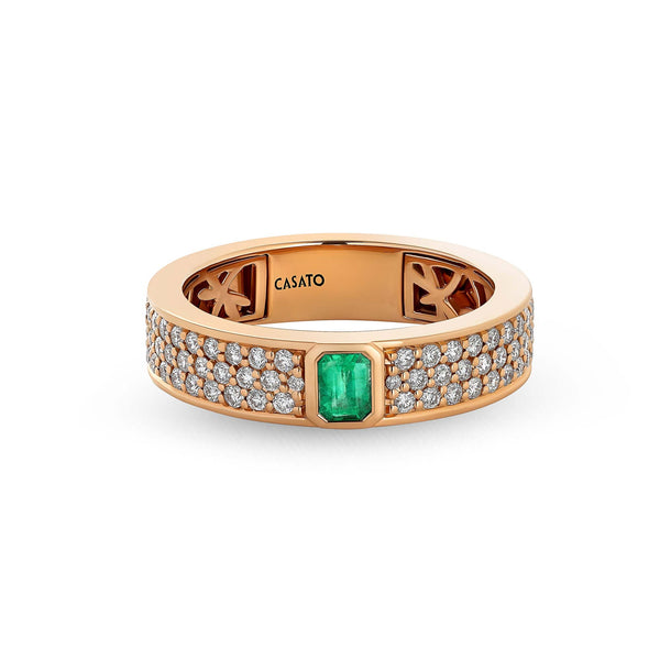 Anello Madame con smeraldo e diamanti