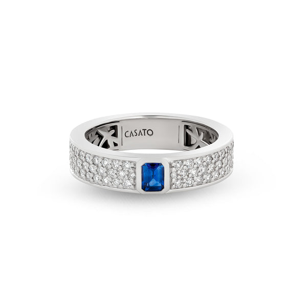 Anello Madame con zaffiro blu e diamanti