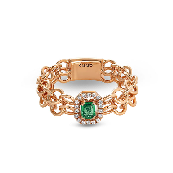 Back to Love ring with emerald and diamonds