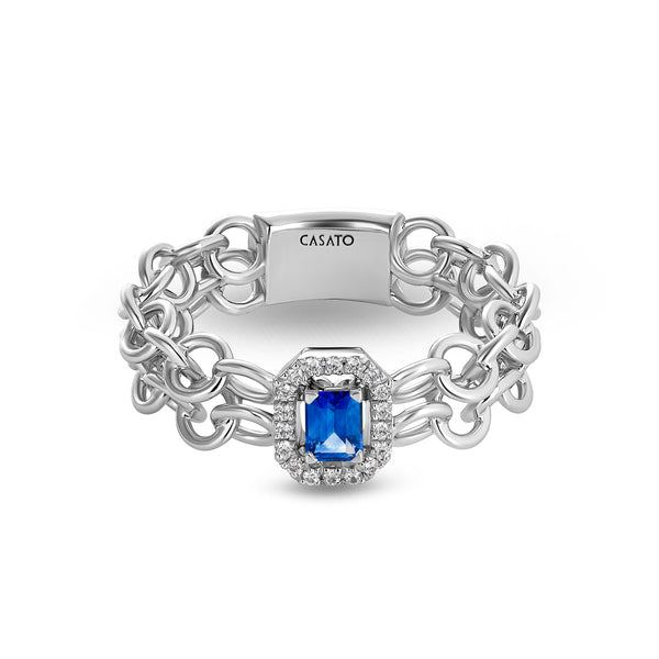 Back to Love ring with blue sapphire and diamonds