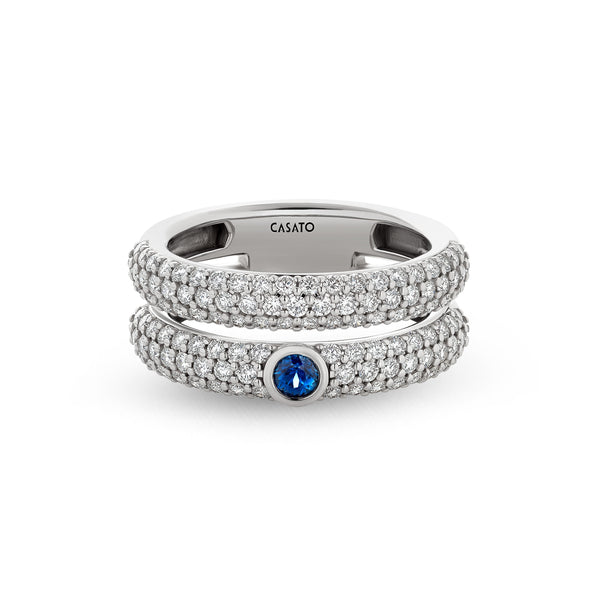 Anello Noblesse Oblige con zaffiro e pavé di diamanti