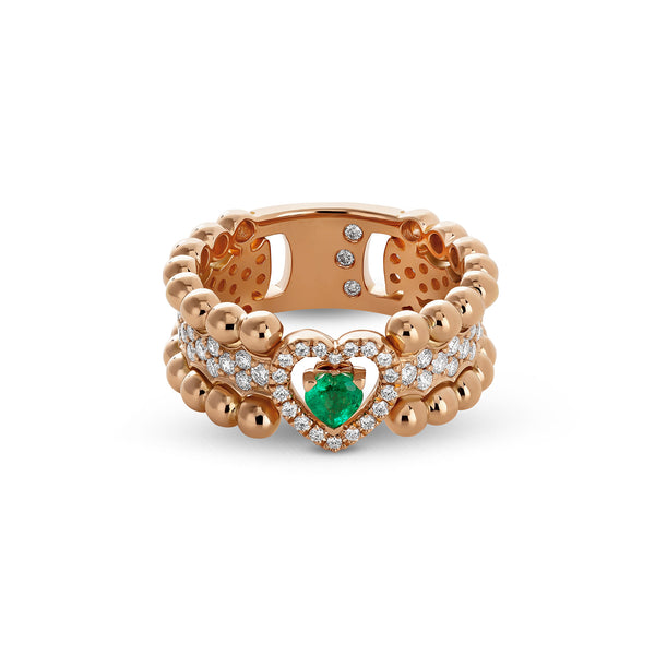 Boutique Icon ring with emerald and pavé diamonds
