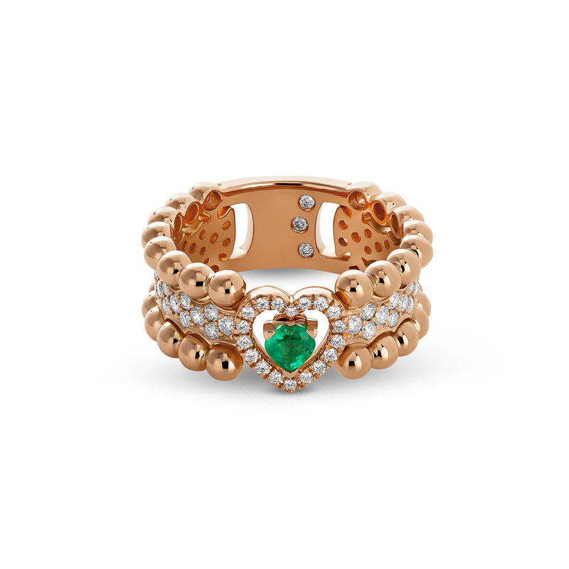 Boutique Icon ring with emerald and pavé diamonds