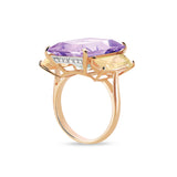 Aqua ring with amethyst and lemon quartz