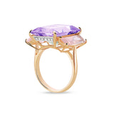 Anello Aqua con ametista e quarzo rosa