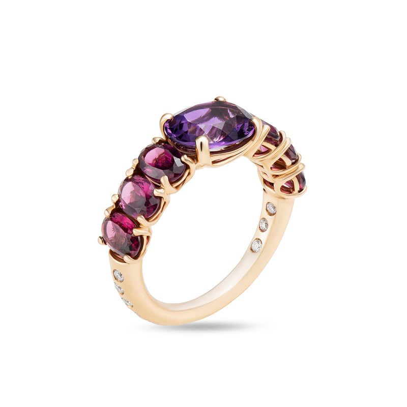 Back to Origin ring with amethyst and rhodolite