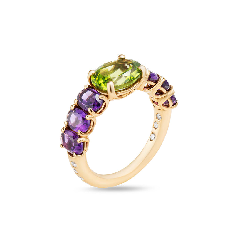 Anello Back to Origin con peridoto e ametista