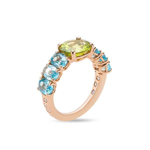 Back to Origin ring with peridot and topaz