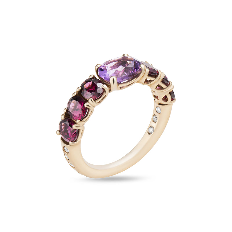 Back to Origin ring with amethyst and rhodolite