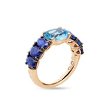 Back to Origin ring with topaz and blue sapphire